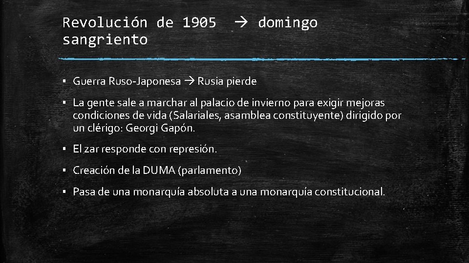 Revolución de 1905 sangriento domingo ▪ Guerra Ruso-Japonesa Rusia pierde ▪ La gente sale