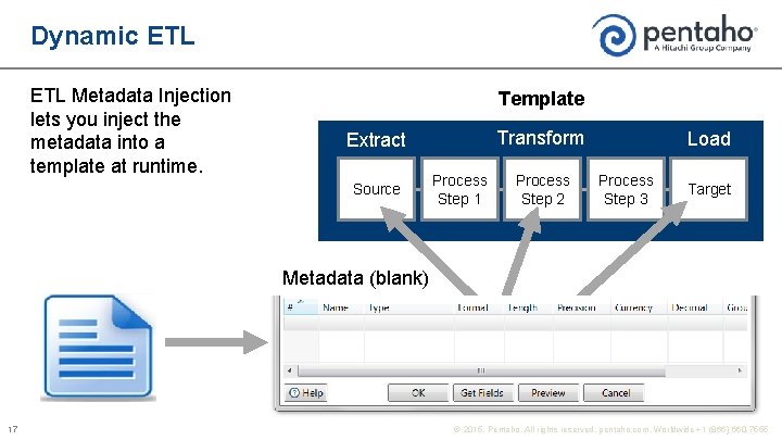 Dynamic ETL Metadata Injection lets you inject the metadata into a template at runtime.