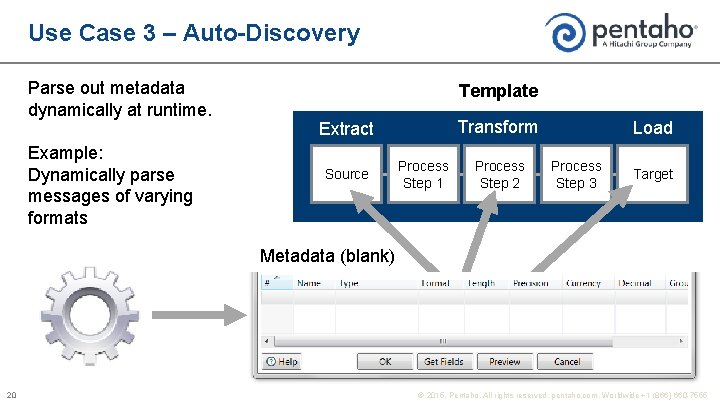 Use Case 3 – Auto-Discovery Parse out metadata dynamically at runtime. Example: Dynamically parse