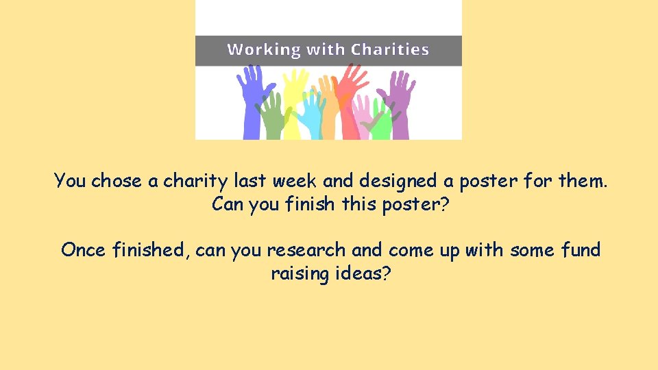 You chose a charity last week and designed a poster for them. Can you