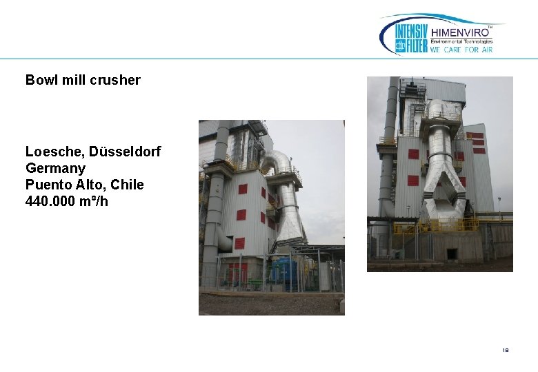 Bowl mill crusher Loesche, Düsseldorf Germany Puento Alto, Chile 440. 000 m³/h 18 
