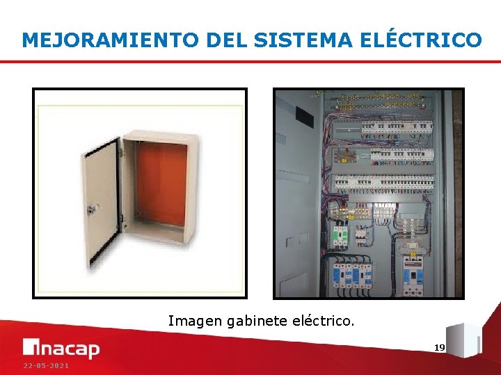 MEJORAMIENTO DEL SISTEMA ELÉCTRICO Imagen gabinete eléctrico. 19 22 -05 -2021 