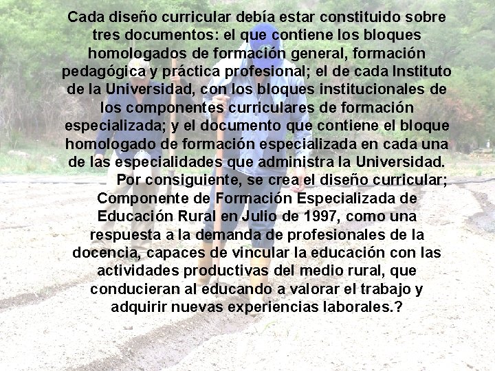 Cada diseño curricular debía estar constituido sobre tres documentos: el que contiene los bloques