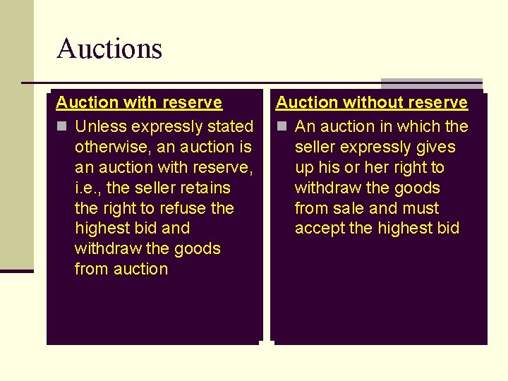 Auctions Auction with reserve n Unless expressly stated otherwise, an auction is an auction