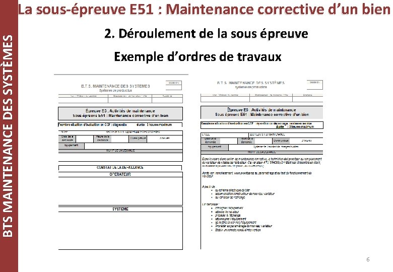 BTS MAINTENANCE DES SYSTÈMES La sous-épreuve E 51 : Maintenance corrective d’un bien 2.