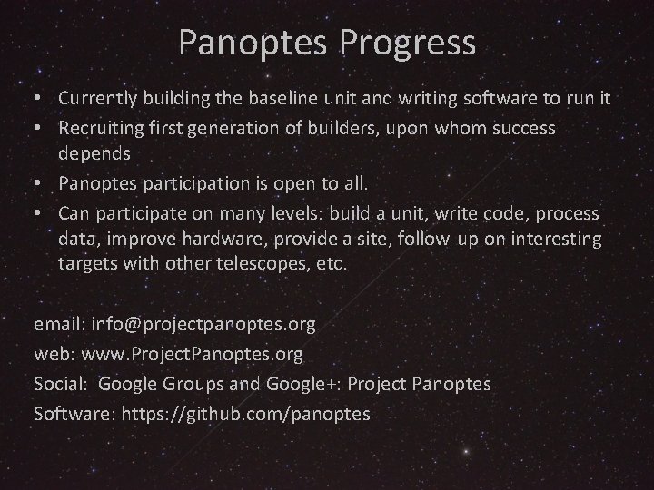 Panoptes Progress • Currently building the baseline unit and writing software to run it
