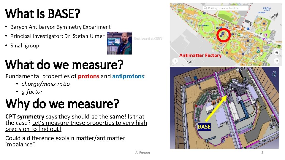 What is BASE? • Baryon Antibaryon Symmetry Experiment • Principal Investigator: Dr. Stefan Ulmer