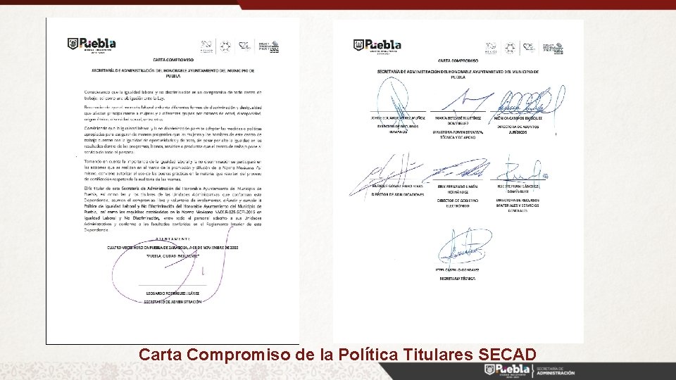 Vocal Presidenta/e CDHIG 1 del Cabildo Carta Compromiso de la Política Titulares SECAD 