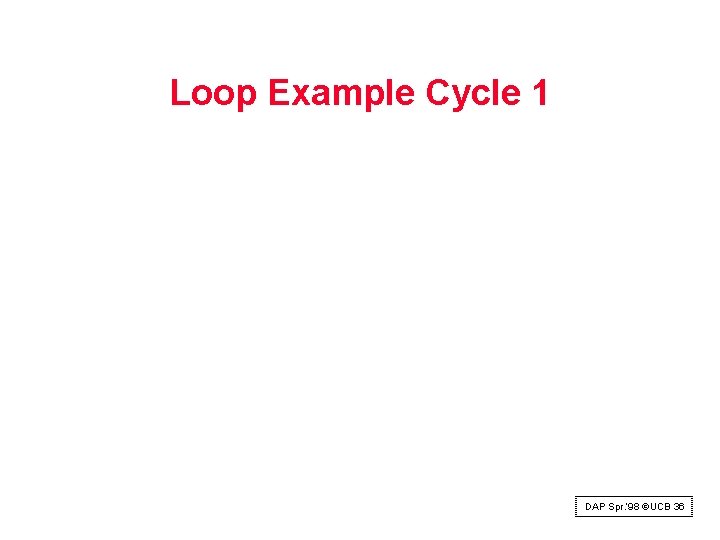 Loop Example Cycle 1 DAP Spr. ‘ 98 ©UCB 36 Loop Example Cycle 1 DAP Spr. ‘ 98 ©UCB 36