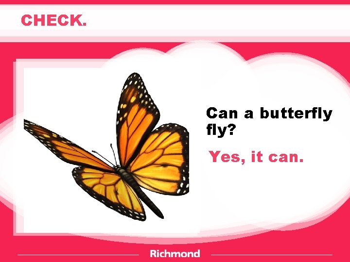 CHECK. Can a butterfly fly? Yes, it can. 
