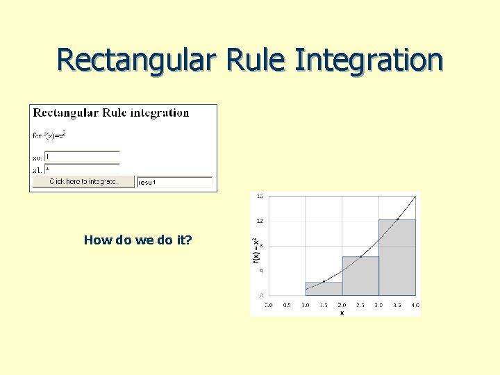 Rectangular Rule Integration How do we do it? Rectangular Rule Integration How do we do it?
