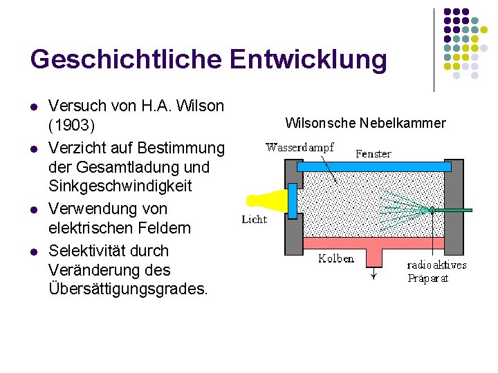 Geschichtliche Entwicklung l l Versuch von H. A. Wilson (1903) Verzicht auf Bestimmung der