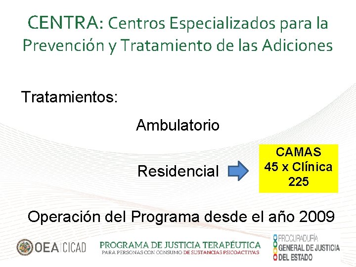 CENTRA: Centros Especializados para la Prevención y Tratamiento de las Adiciones Tratamientos: Ambulatorio Residencial