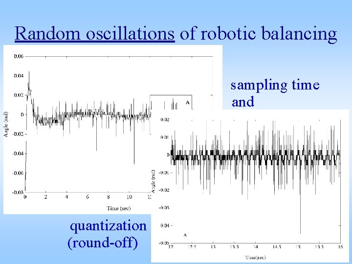Random oscillations of robotic balancing sampling time and quantization (round-off) 