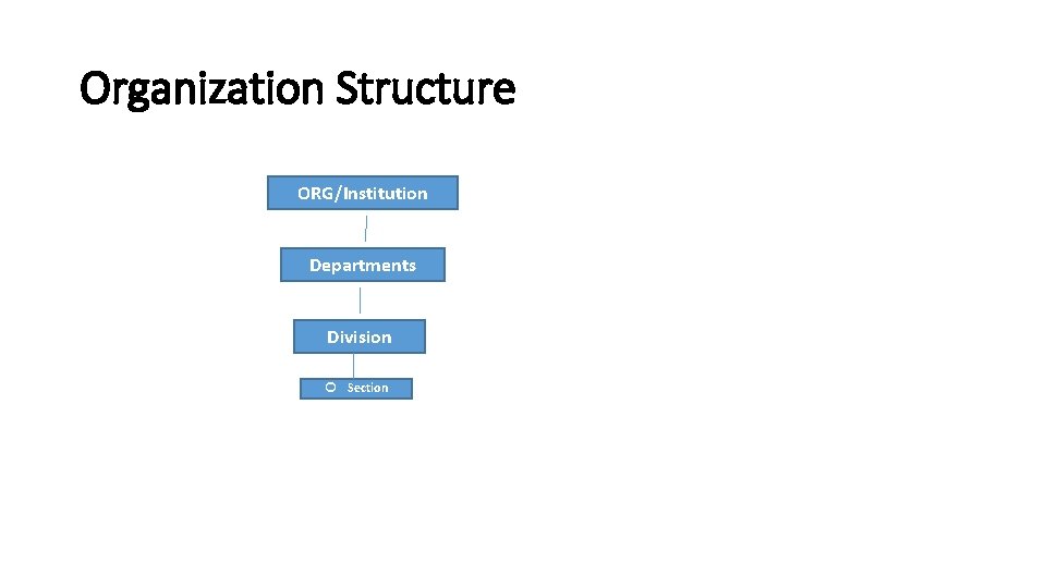 Organization Structure ORG/Institution Departments Division Section 47 