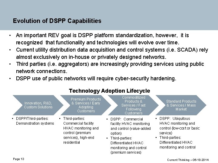 Evolution of DSPP Capabilities • An important REV goal is DSPP platform standardization, however,