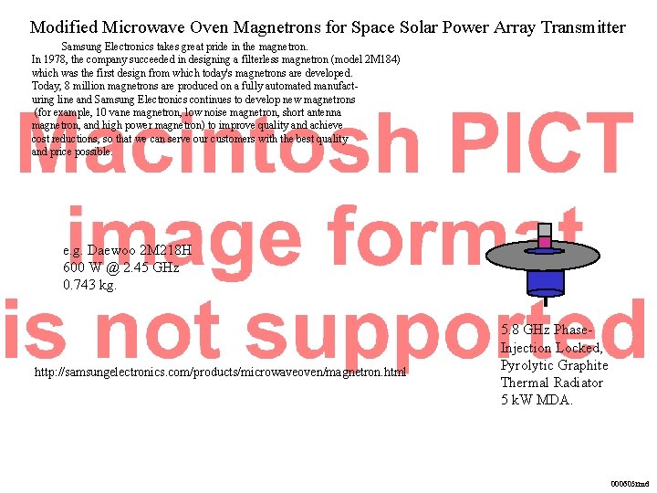 Modified Microwave Oven Magnetrons for Space Solar Power Array Transmitter Samsung Electronics takes great