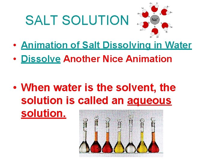 SALT SOLUTION • Animation of Salt Dissolving in Water • Dissolve Another Nice Animation