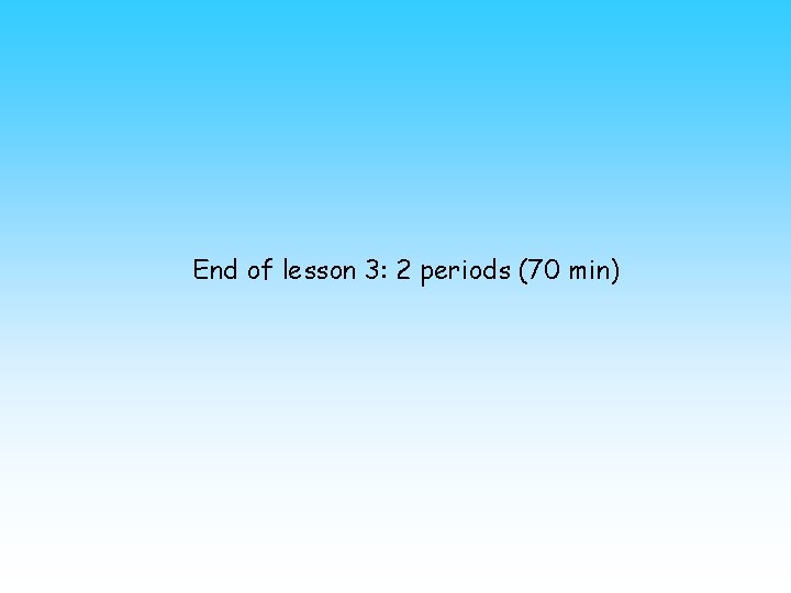 End of lesson 3: 2 periods (70 min) 