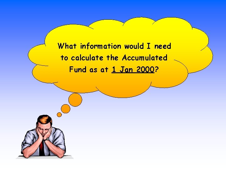 What information would I need to calculate the Accumulated Fund as at 1 Jan