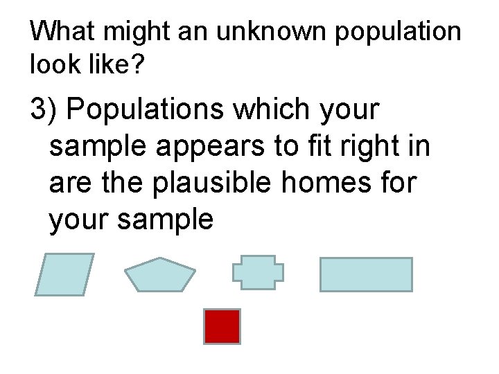 What might an unknown population look like? 3) Populations which your sample appears to