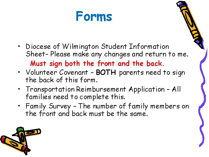 Forms • Diocese of Wilmington Student Information Sheet– Please make any changes and return