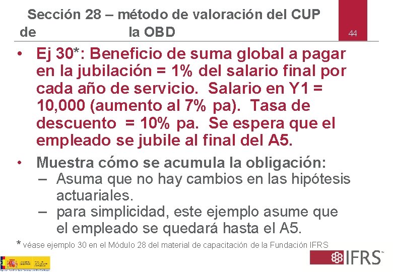 Sección 28 – método de valoración del CUP de la OBD 44 • Ej