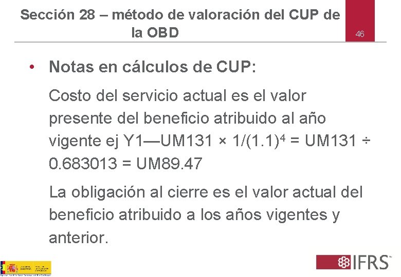 Sección 28 – método de valoración del CUP de la OBD 46 • Notas