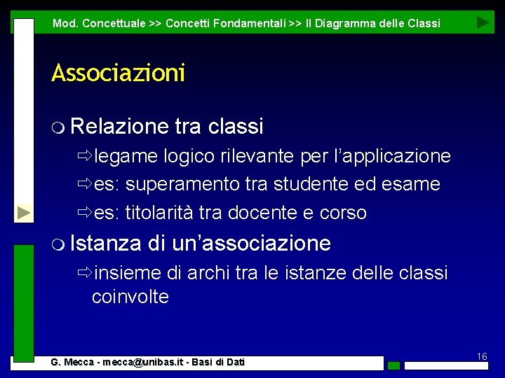 Mod. Concettuale >> Concetti Fondamentali >> Il Diagramma delle Classi Associazioni m Relazione tra