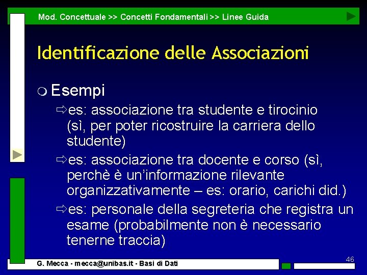 Mod. Concettuale >> Concetti Fondamentali >> Linee Guida Identificazione delle Associazioni m Esempi ðes: