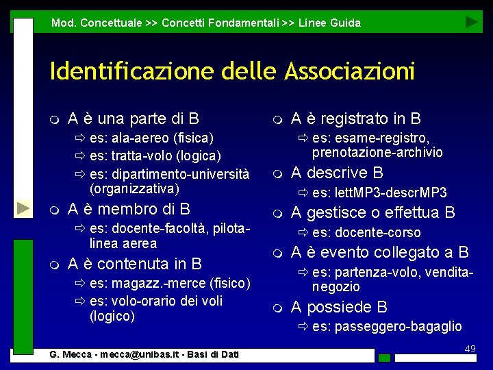 Mod. Concettuale >> Concetti Fondamentali >> Linee Guida Identificazione delle Associazioni m A è