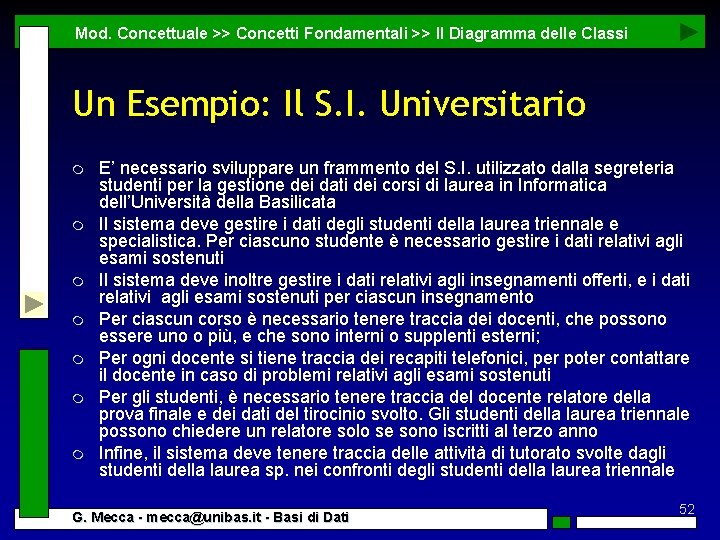 Mod. Concettuale >> Concetti Fondamentali >> Il Diagramma delle Classi Un Esempio: Il S.