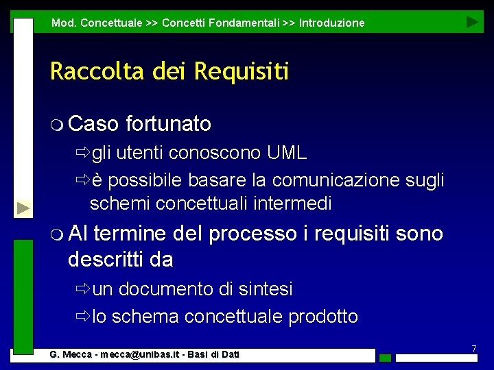 Mod. Concettuale >> Concetti Fondamentali >> Introduzione Raccolta dei Requisiti m Caso fortunato ðgli