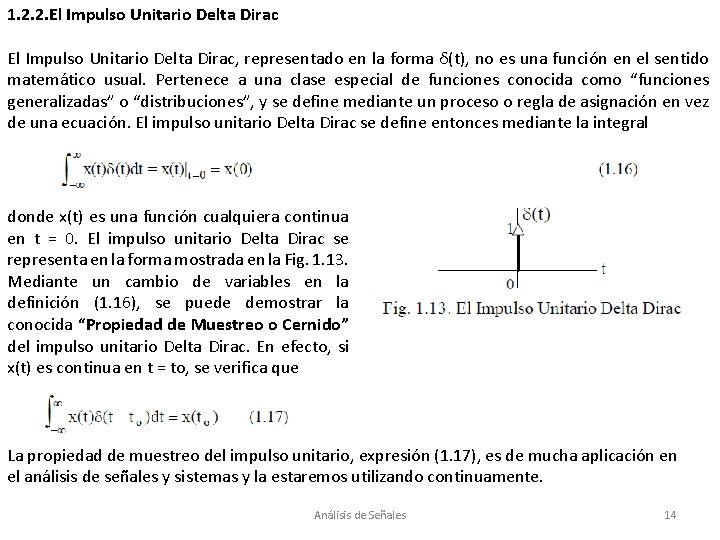 1. 2. 2. El Impulso Unitario Delta Dirac, representado en la forma δ(t), no