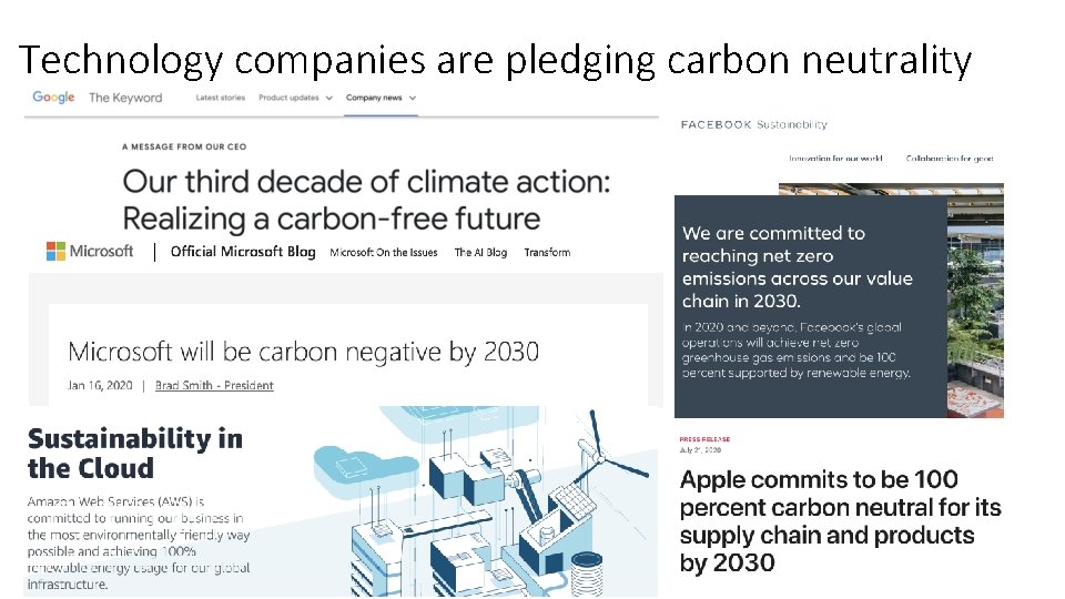 Technology companies are pledging carbon neutrality 15 