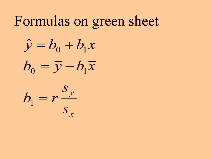 Formulas on green sheet 