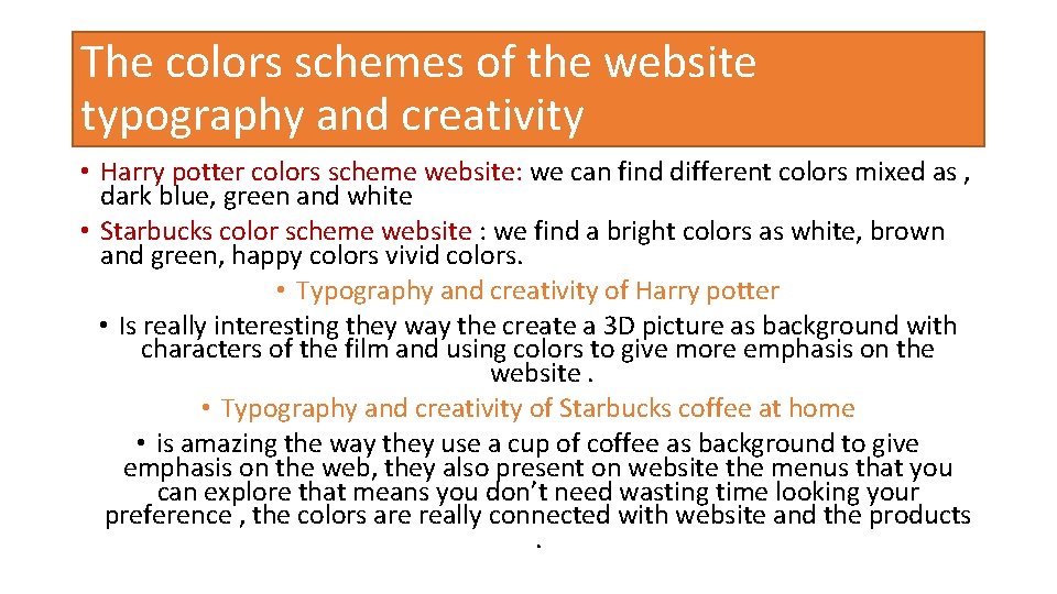 The colors schemes of the website typography and creativity • Harry potter colors scheme