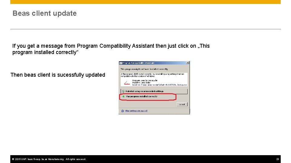 Beas client update If you get a message from Program Compatibility Assistant then just