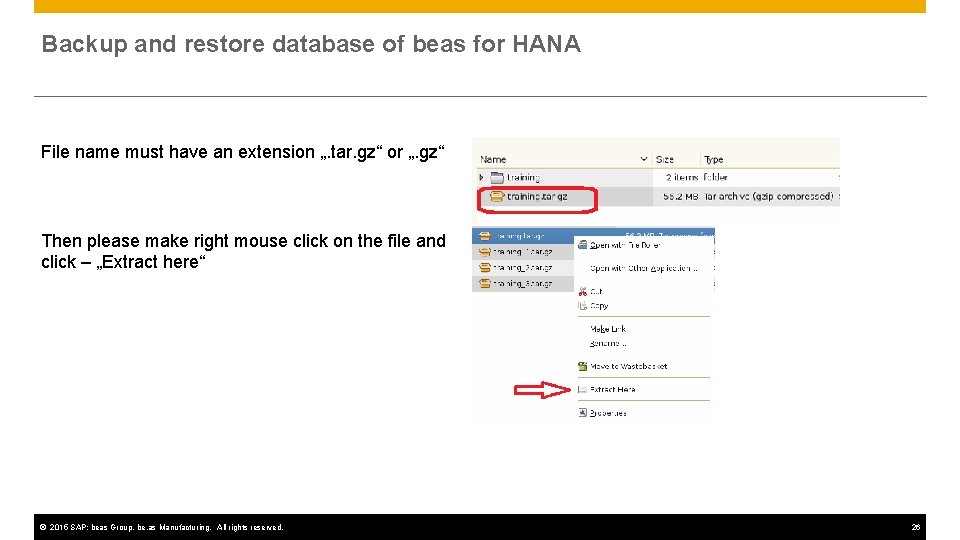 Backup and restore database of beas for HANA File name must have an extension