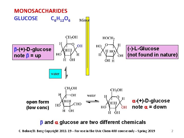 MONOSACCHARIDES GLUCOSE C 6 H 12 O 6 b-(+)-D-glucose note b = up open