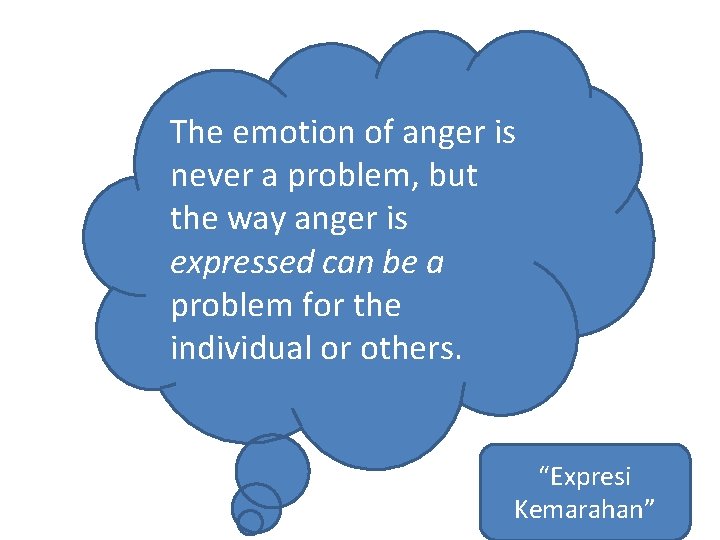 The emotion of anger is never a problem, but the way anger is expressed