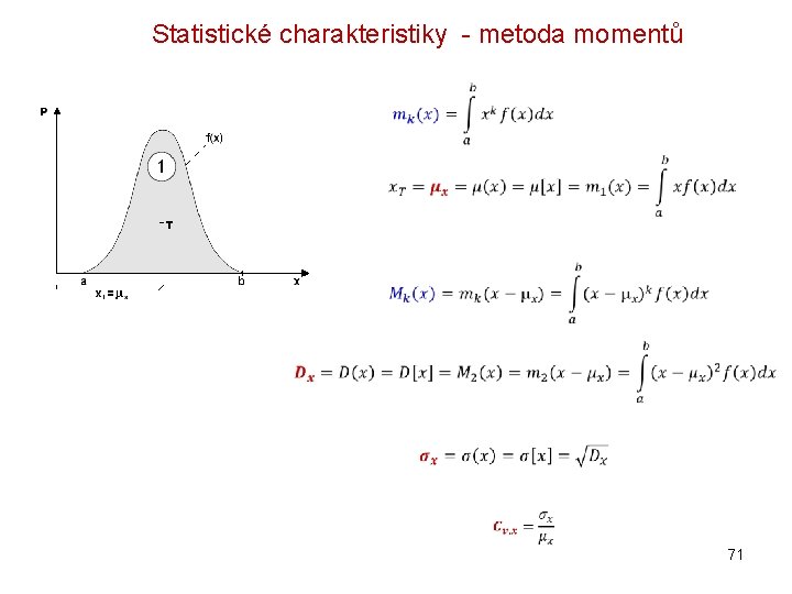 Statistické charakteristiky - metoda momentů 71 Statistické charakteristiky - metoda momentů 71