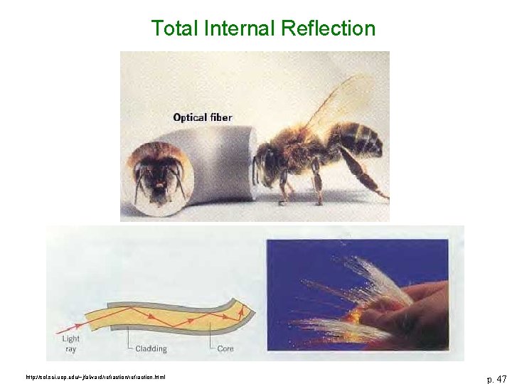 Total Internal Reflection http: //sol. sci. uop. edu/~jfalward/refraction. html p. 47 