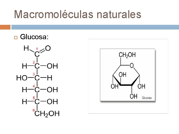 Macromoléculas naturales Glucosa: 