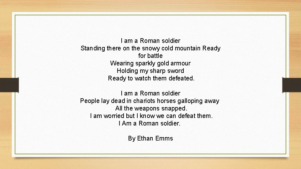 I am a Roman soldier Standing there on the snowy cold mountain Ready for