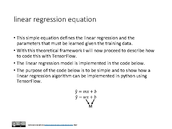 linear regression equation • This simple equation defines the linear regression and the parameters linear regression equation • This simple equation defines the linear regression and the parameters