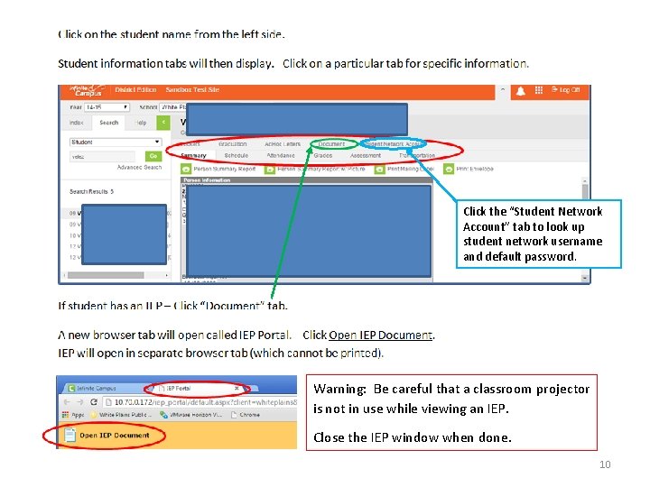Click the “Student Network Account” tab to look up student network username and default