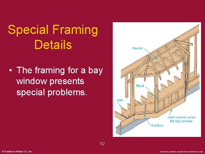 Special Framing Details • The framing for a bay window presents special problems. 52