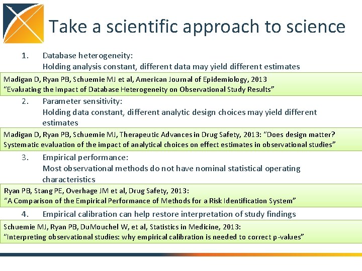 Take a scientific approach to science 1. Database heterogeneity: Holding analysis constant, different data