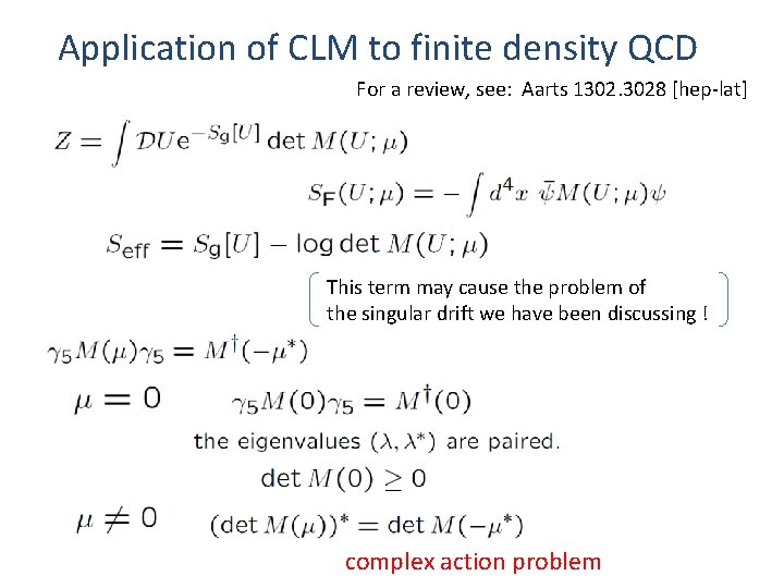 Application of CLM to finite density QCD For a review, see: Aarts 1302. 3028